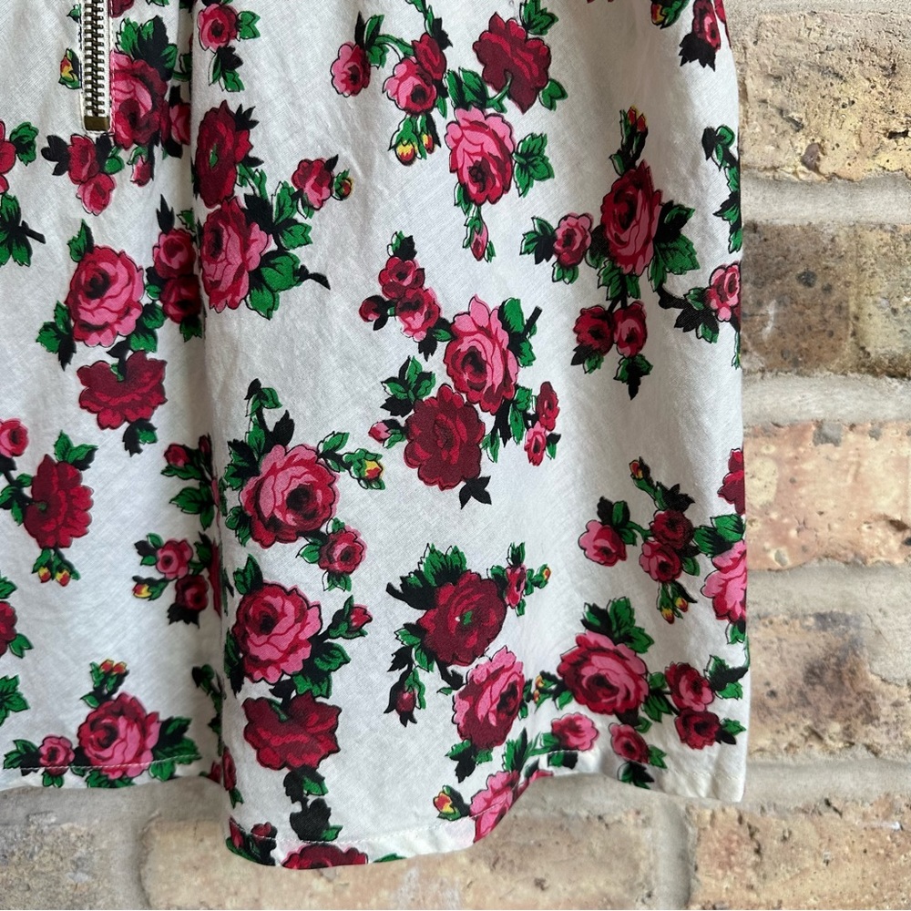 Topshop Tank w/ Pink Roses & Zipper - Picture 6 of 7